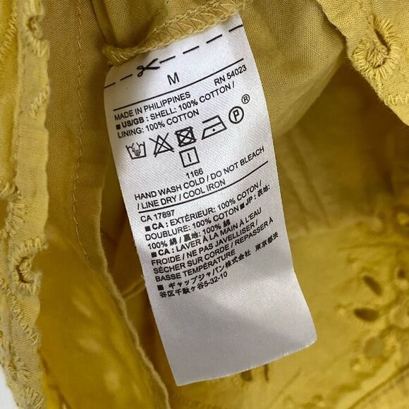 Banana Republic Yellow Eyelet Lace Open Back V Back Blouse Size M - Picture 5 of 7